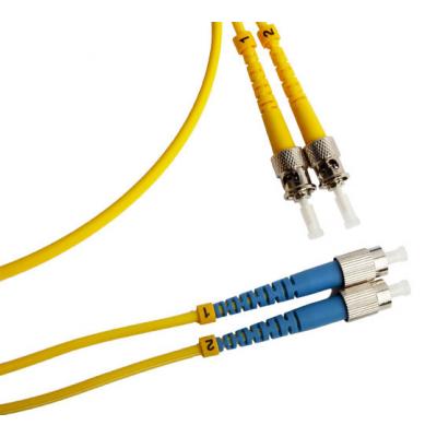 Комм. шнур оптический Hyperline, Duplex ST/FC (UPC), OS2 9/125, LSZH, 50м, Ø 2мм, синий хвостовик, цвет: жёлтый